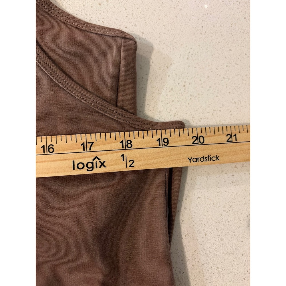 Anrabess Women Mauve Brown Sleeveless Romper Dress With Pockets Size L NWT - Picture 6 of 7